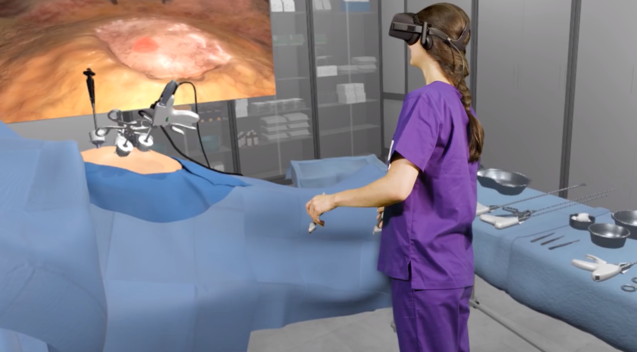 Picture of surgery simulation by fundamental VR 