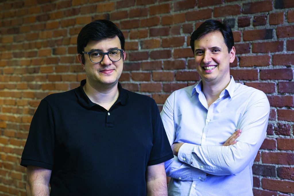 Portrait of hiring platform Workable cofounders Nikos Moraitakis, CEO, and Spyros Magiatis, CTO. Photo by Caitlin Cunningham.
