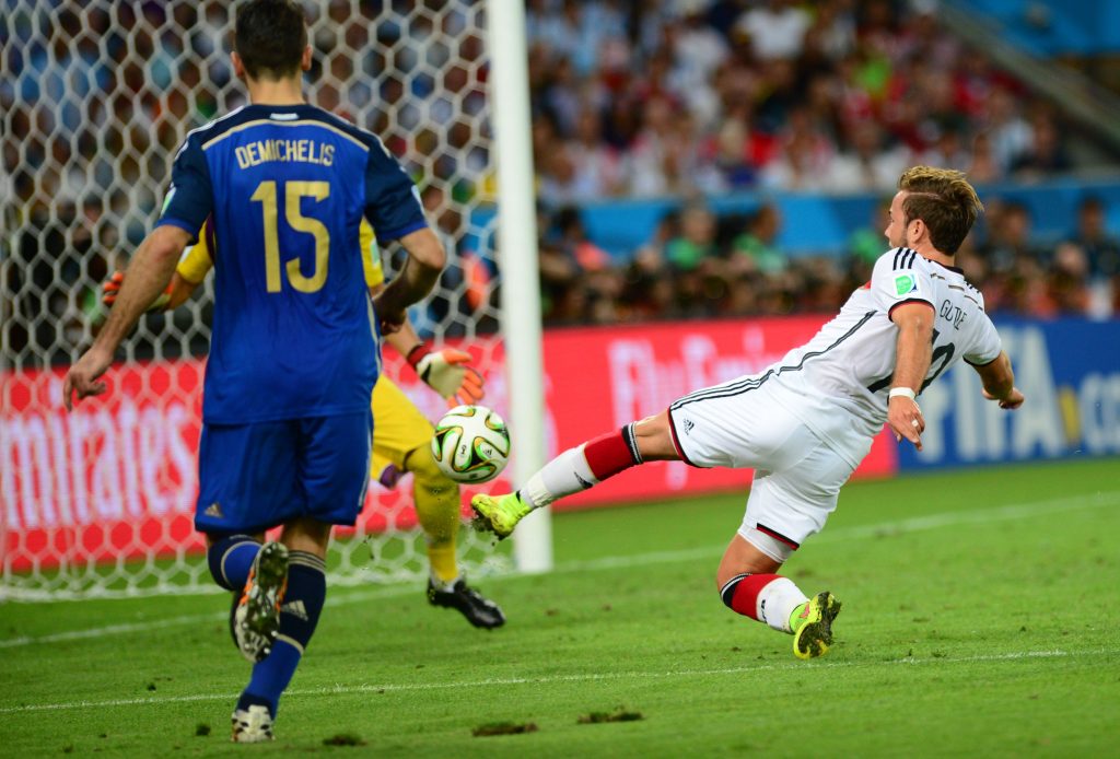 Mario Gotze scores against Argentina in 2014 World Cup 