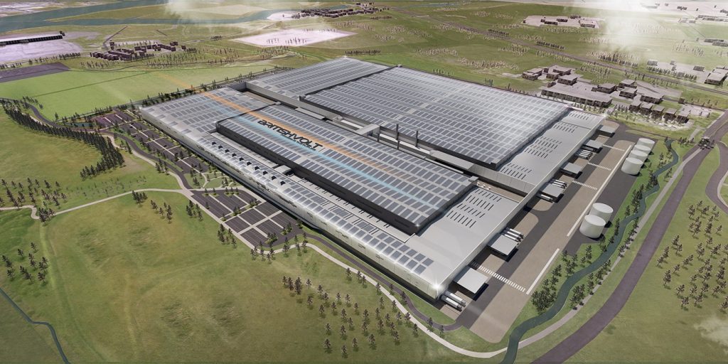 A rendering of what Britishvolt's gigafactory would look like completed