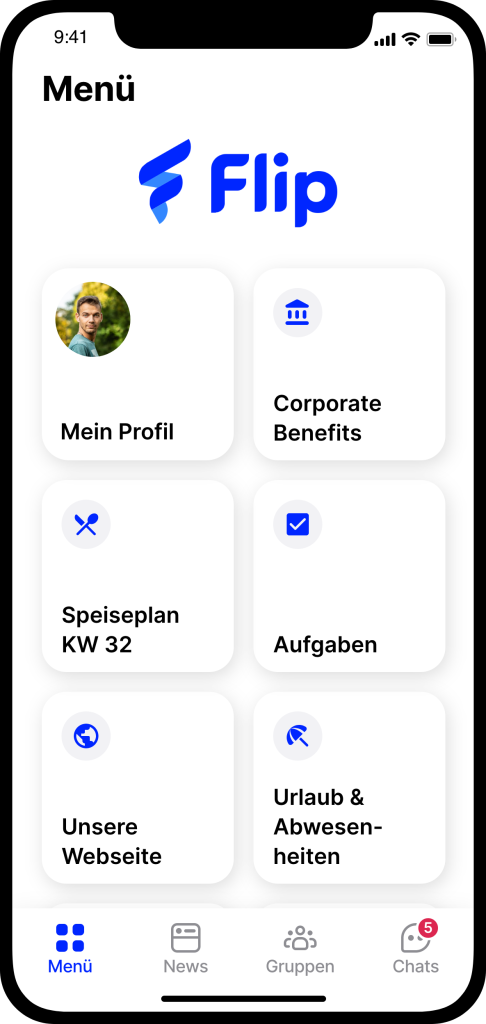 Flip's app, currently available in German.