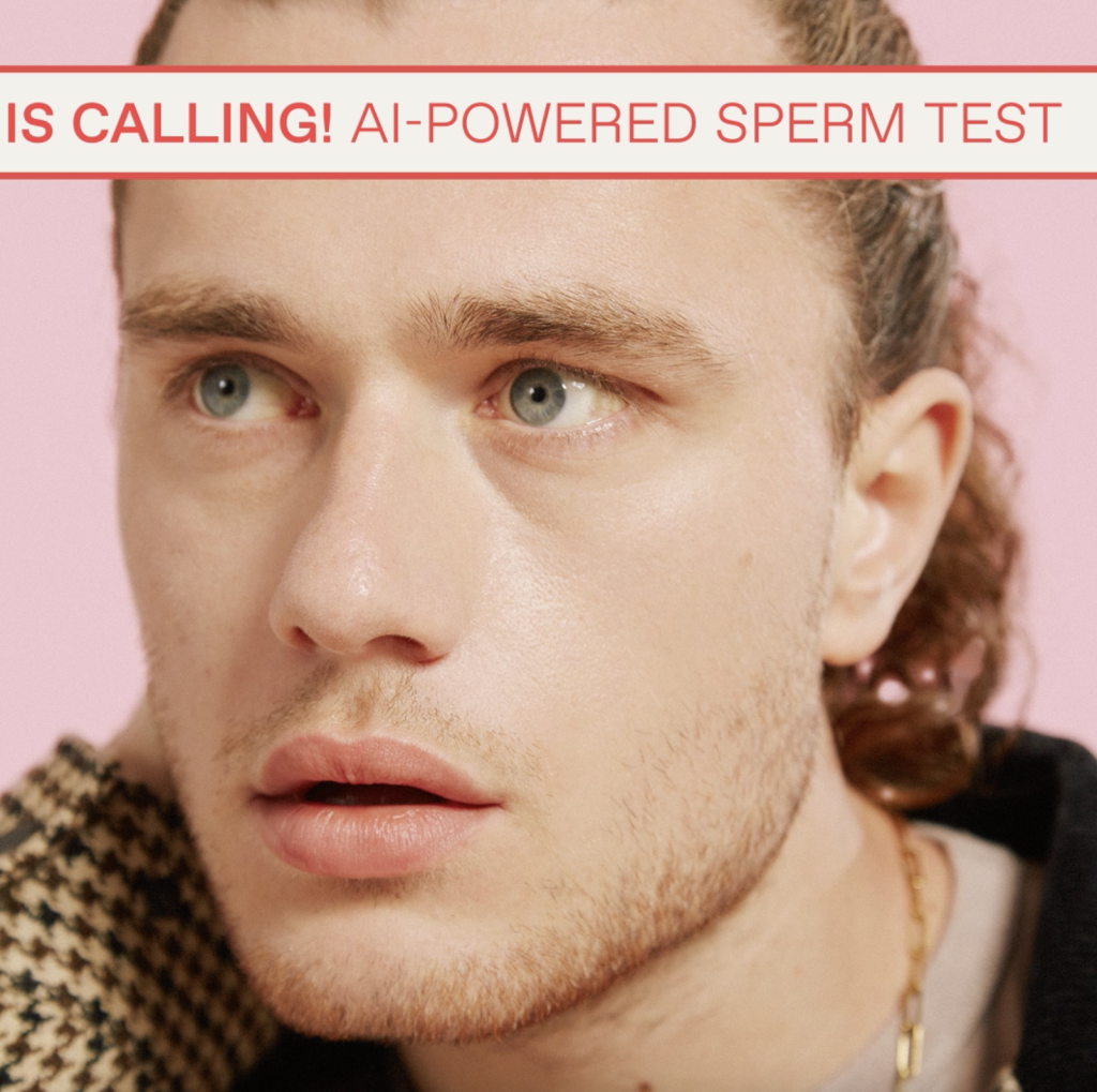 Screenshot from one of Mojo's banned Facebook adverts. Text reads "London is calling! AI-powered sperm test"
