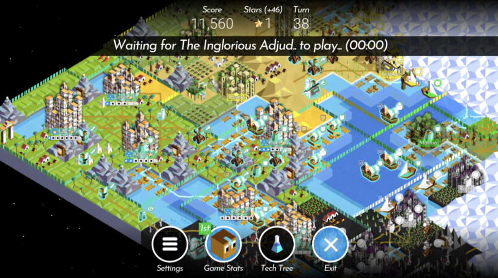 A game of isometric strategy game Polytopia in action