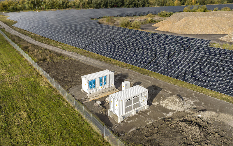 Picture of the battery storage at one of Alight's solar parks in Sweden.
