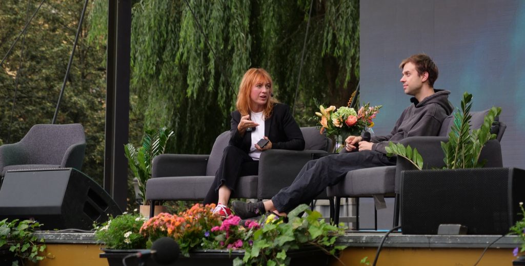 Picture of Lovable's CEO Anton Osika on stage at Nordic Tech Week.